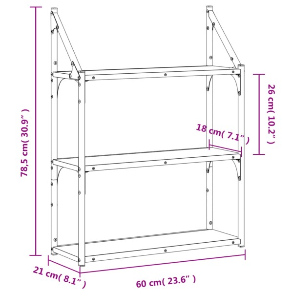 Estantería de pared madera ingeniería gris Sonoma 60x21x78,5cm