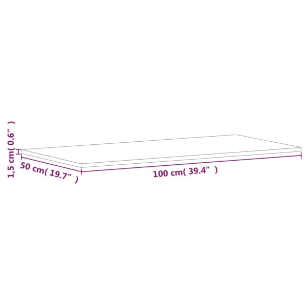 Tablero rectangular de madera maciza de haya 100x50x1,5 cm