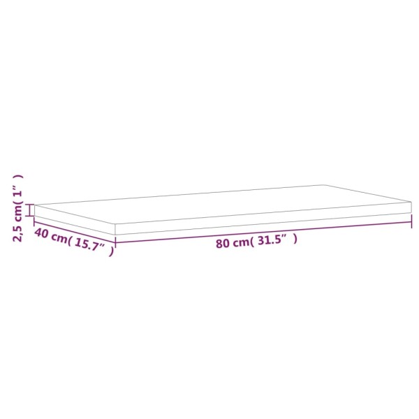 Tablero rectangular de madera maciza de haya 80x40x2,5 cm