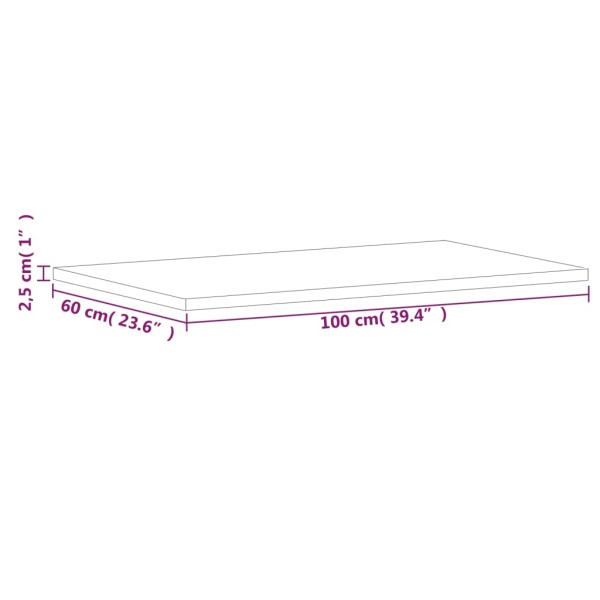 Tablero rectangular de madera maciza de haya 100x60x2,5 cm