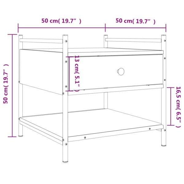 Mesa de centro madera de ingeniería marrón roble 50x50x50 cm