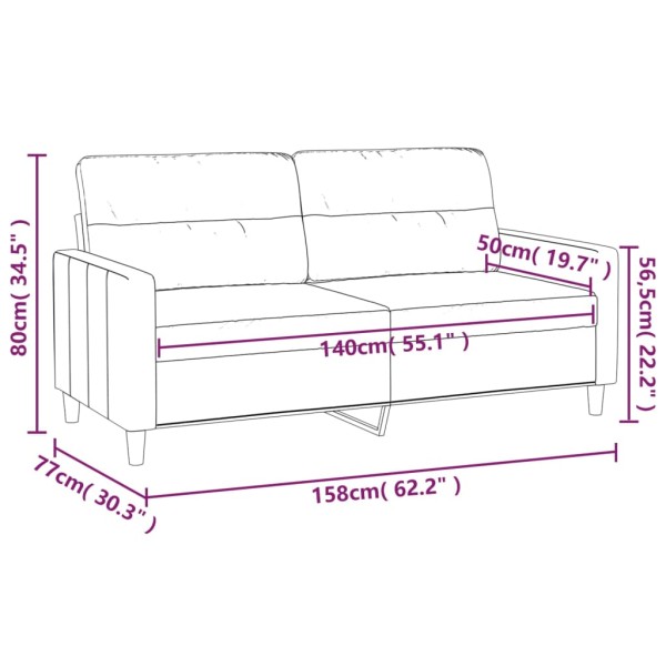 Sofá de 2 plazas de tela gris taupé 140 cm