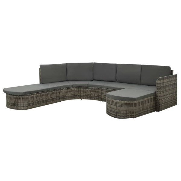 Set de muebles de jardín 4 pzas y cojines ratán sintético gris