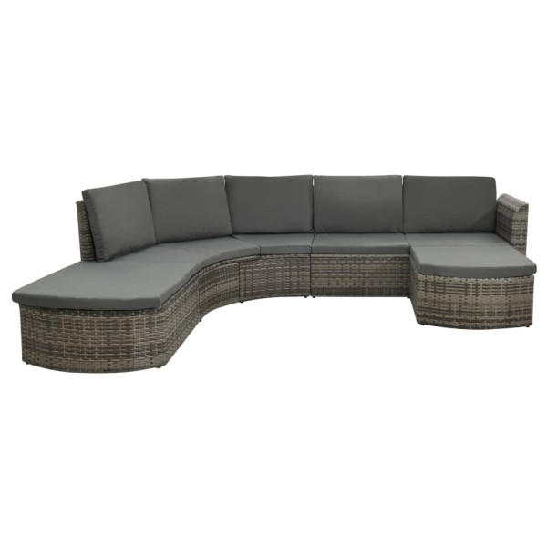 Set de muebles de jardín 4 pzas y cojines ratán sintético gris