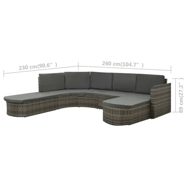 Set de muebles de jardín 4 pzas y cojines ratán sintético gris