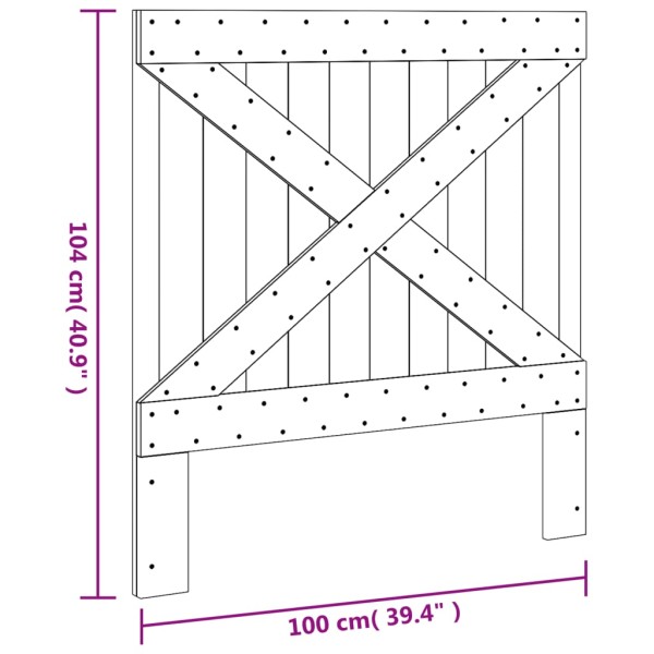 Cabecero de madera maciza de pino 100x104 cm