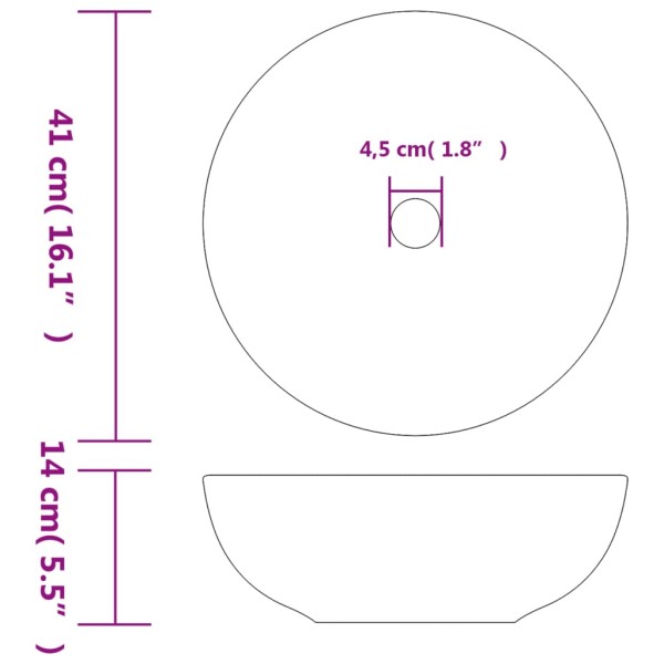 Lavabo sobre encimera redondo cerámica gris Φ41x14 cm