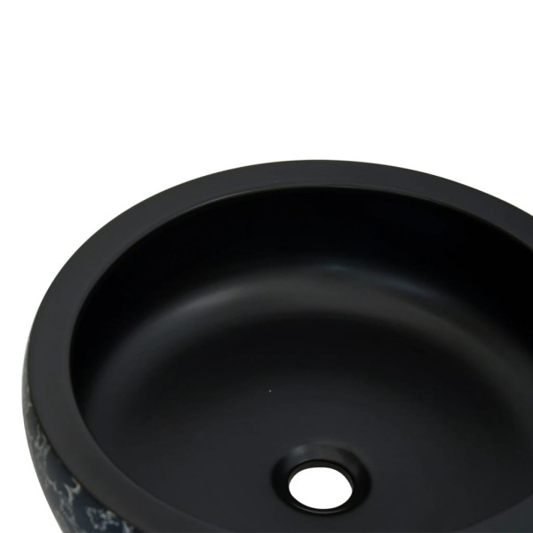 Lavabo sobre encimera redondo cerámica negro y azul Φ41x14 cm