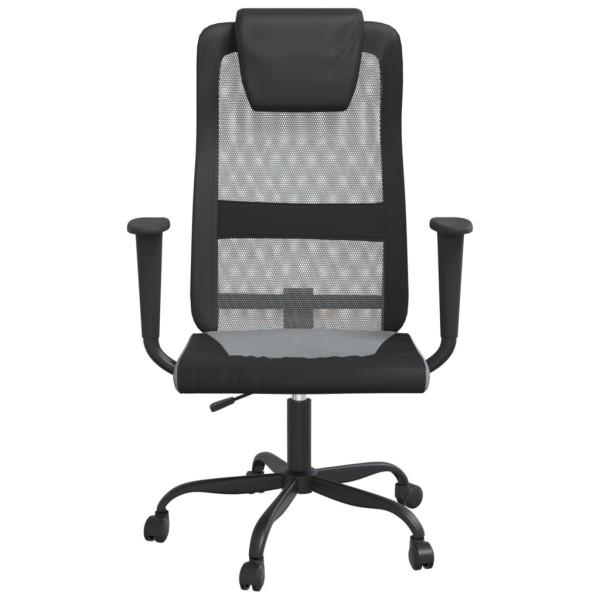 Silla de oficina tela de malla y cuero sintético gris y negro