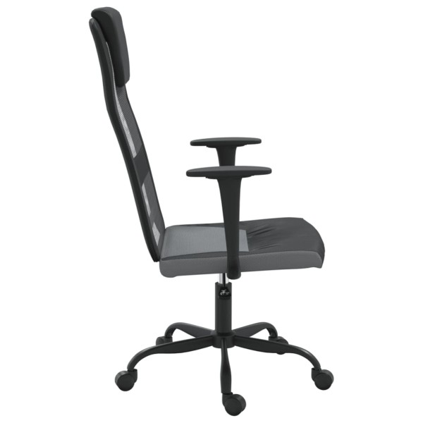 Silla de oficina tela de malla y cuero sintético gris y negro