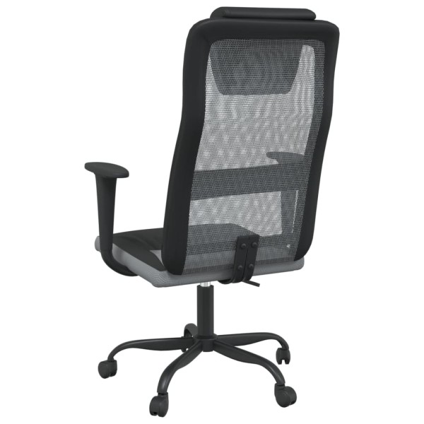 Silla de oficina tela de malla y cuero sintético gris y negro