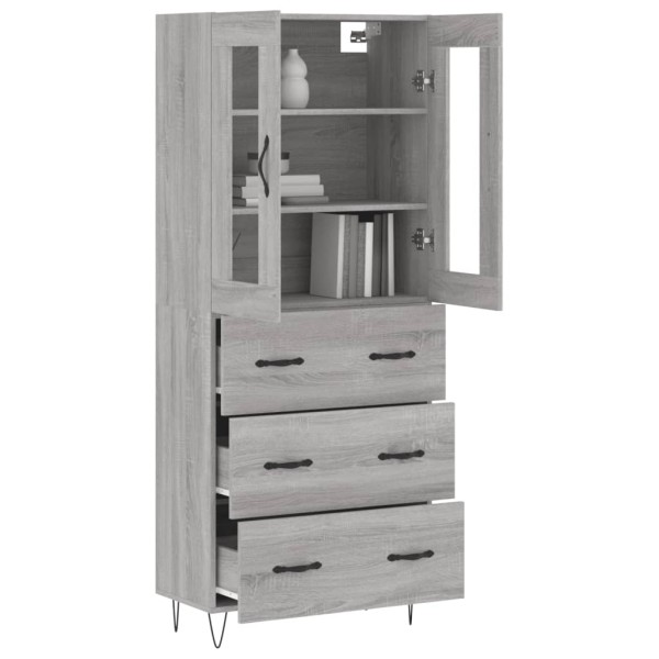 Aparador alto madera contrachapada gris sonoma 69,5x34x180 cm