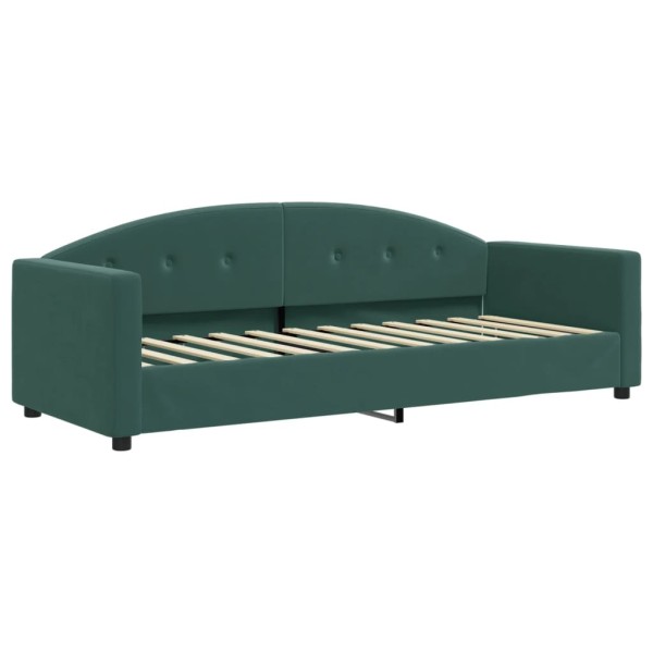 Sofá cama con colchón terciopelo verde oscuro 80x200 cm