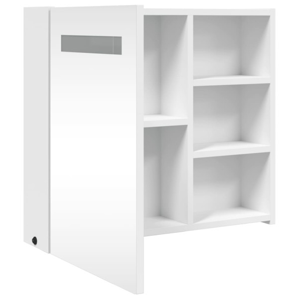 Mueble de baño con espejo y luz LED blanco 60x13x52 cm