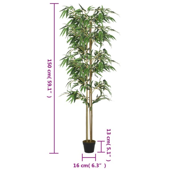 Árbol de bambú artificial con 988 hojas verde 150 cm