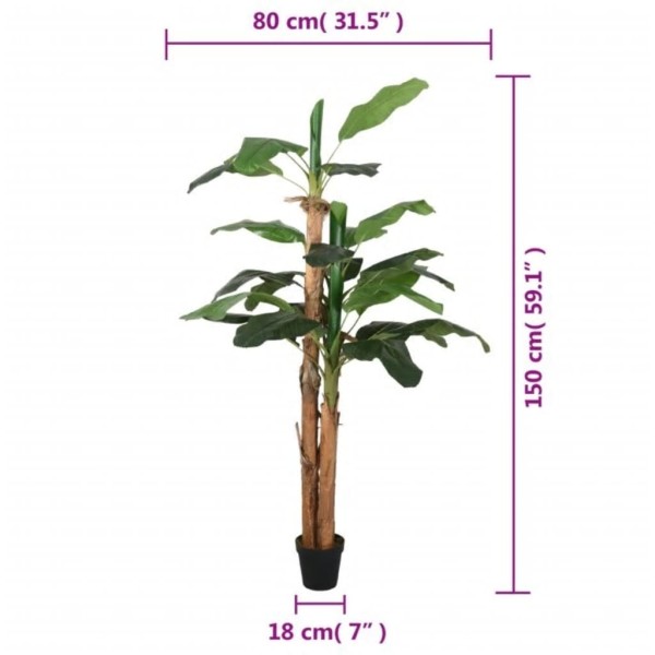 Árbol de plátano artificial 18 hojas verde 150 cm