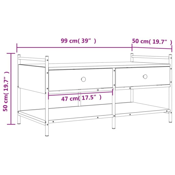 Mesa de centro madera de ingeniería negro 99x50x50 cm