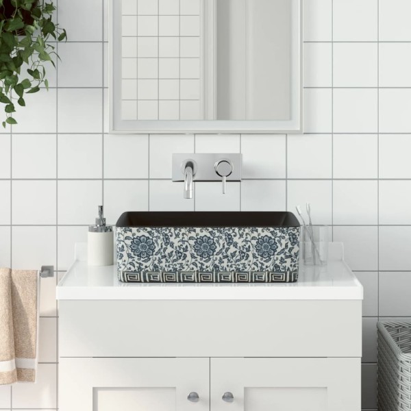 Lavabo de encimera rectangular cerámica negro azul 46x35,5x13cm