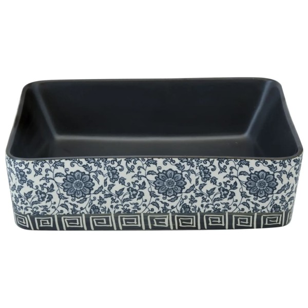 Lavabo de encimera rectangular cerámica negro azul 46x35,5x13cm