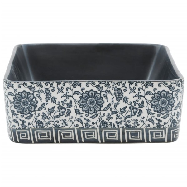 Lavabo de encimera rectangular cerámica negro azul 46x35,5x13cm