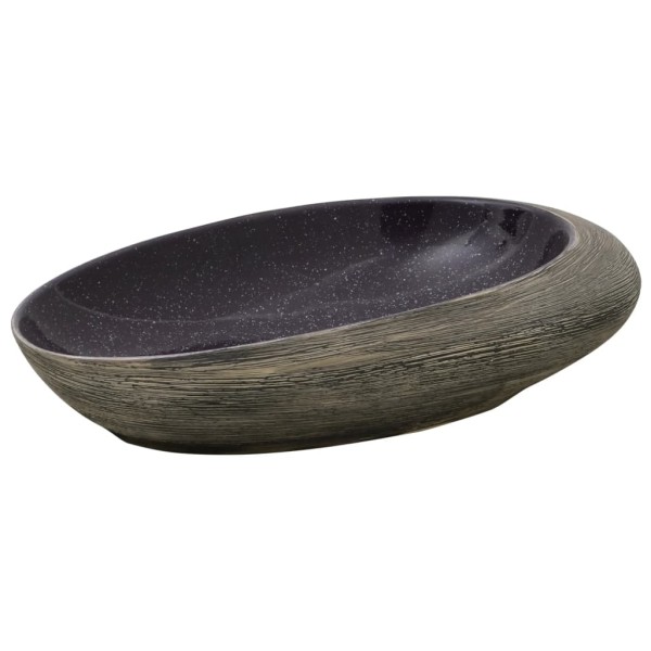 Lavabo sobre encimera ovalado cerámica morado gris 59x40x14 cm