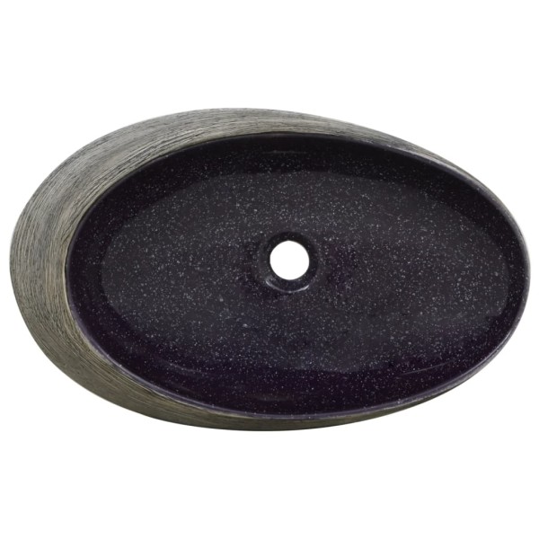 Lavabo sobre encimera ovalado cerámica morado gris 59x40x14 cm