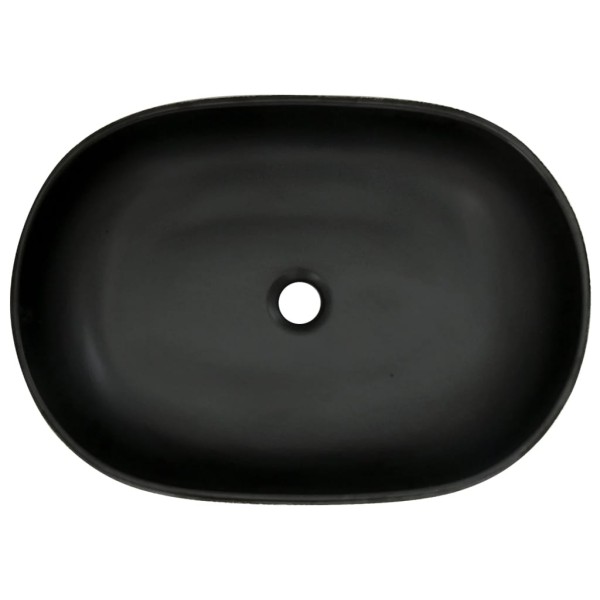 Lavabo sobre encimera ovalado cerámica negro y azul 59x40x14 cm