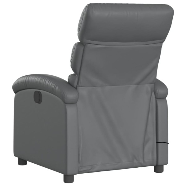 Sillón de masaje reclinable cuero sintético gris