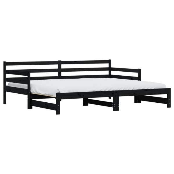 Sofá cama nido madera maciza de pino negro 90x200 cm