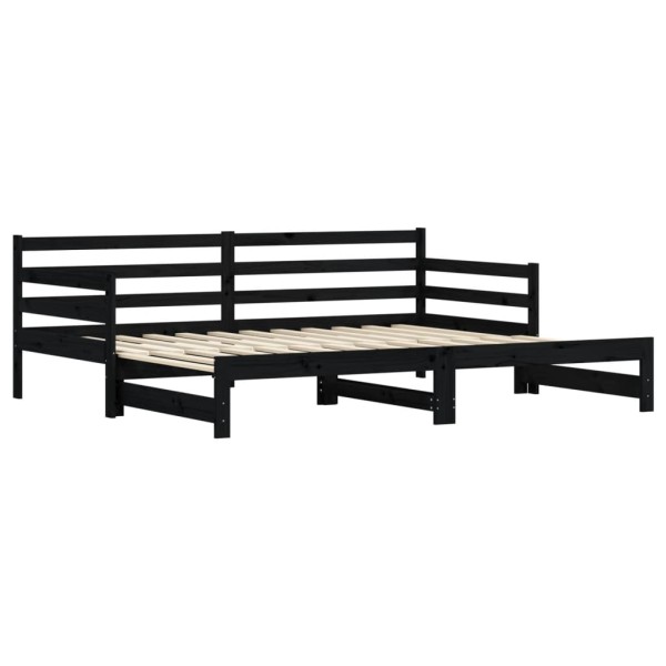 Sofá cama nido madera maciza de pino negro 90x200 cm