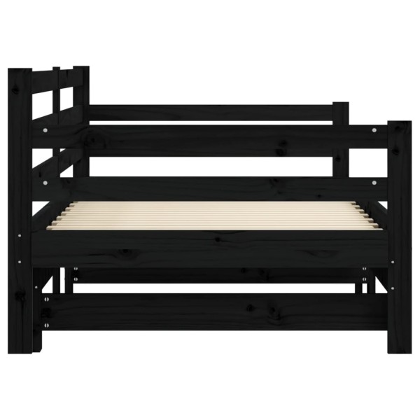 Sofá cama nido madera maciza de pino negro 90x200 cm