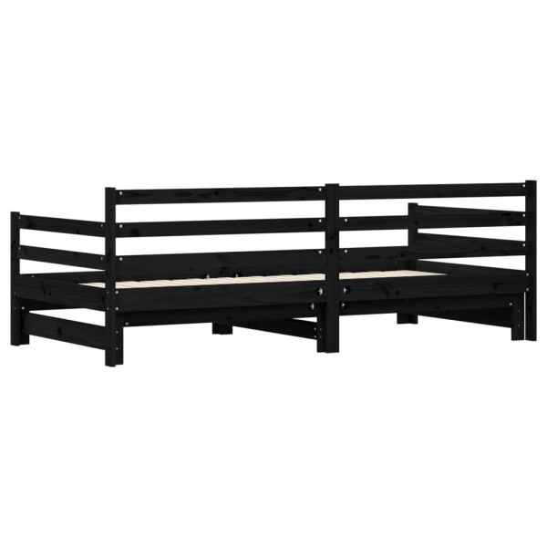 Sofá cama nido madera maciza de pino negro 90x200 cm