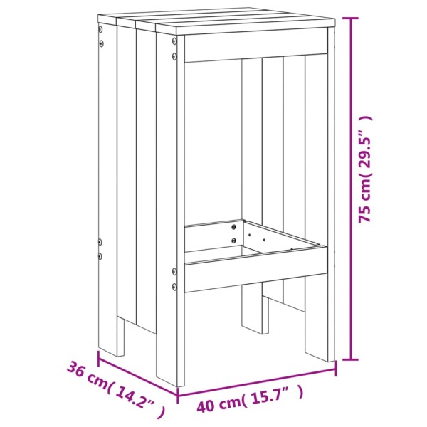 Mesa alta y taburetes de jardín 5 piezas madera maciza Douglas