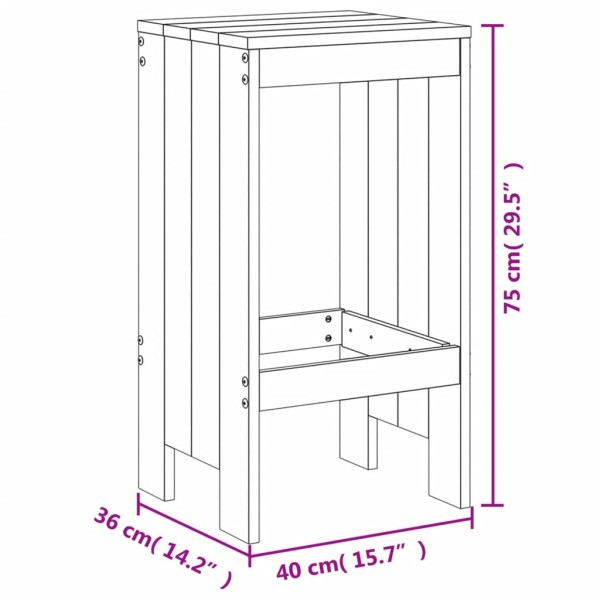 Set de mesa y taburetes altos jardín 5 pzas madera pino blanco