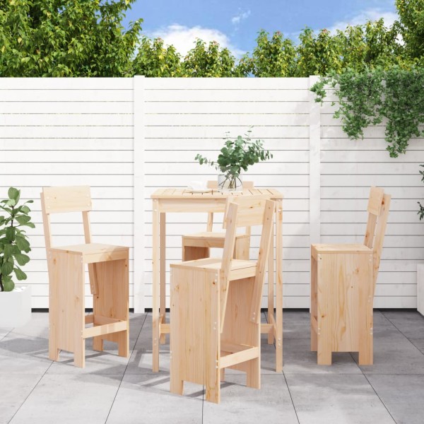 Set de mesa y taburetes altos jardín 5 pzas madera maciza pino