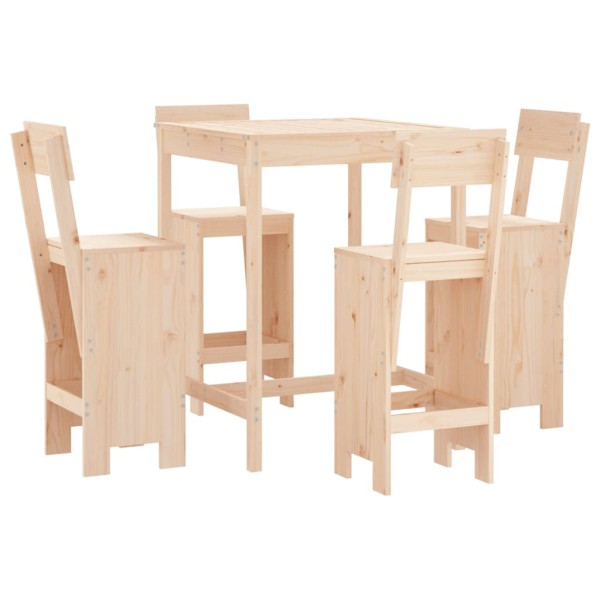 Set de mesa y taburetes altos jardín 5 pzas madera maciza pino