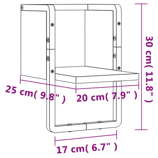 Estante de pared con barra negro 20x25x30 cm