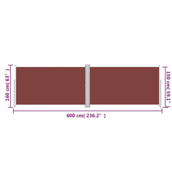 Toldo lateral retráctil marrón 160x600 cm