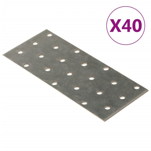 Placas perforadas 40 uds acero galvanizado 2 mm 140x60 mm