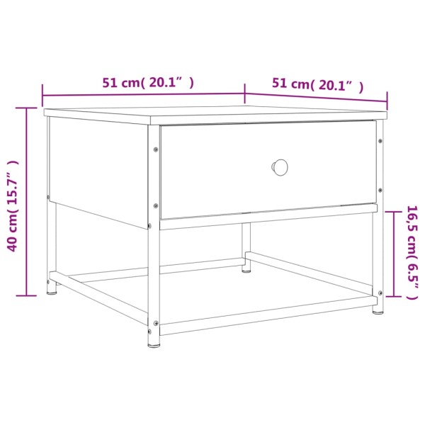 Mesa de centro madera de ingeniería roble Sonoma 51x51x40 cm