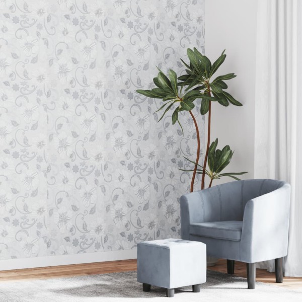 Papel pintado de pared 3D estampado de flores gris