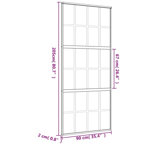 Puerta corredera dorada vidrio ESG esmerilado aluminio 90x205cm