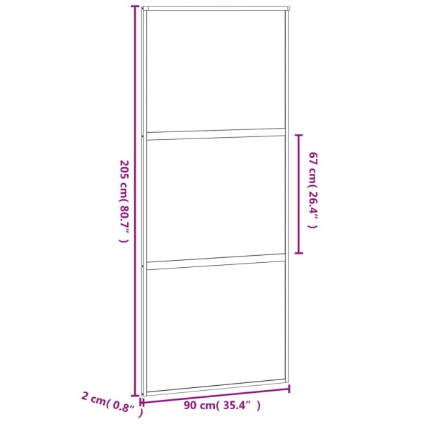 Puerta corredera vidrio templado y aluminio blanca 90x205 cm