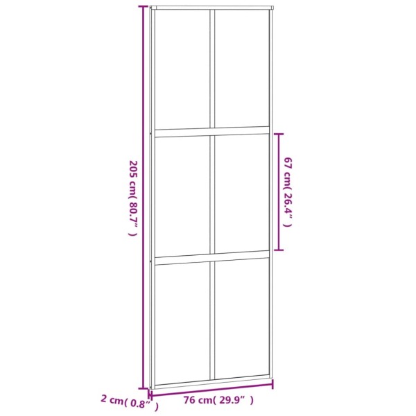 Puerta corredera vidrio templado y aluminio negra 76x205 cm