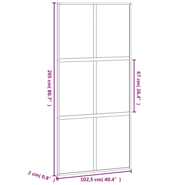 Puerta corredera vidrio templado y aluminio blanca 102,5x205 cm