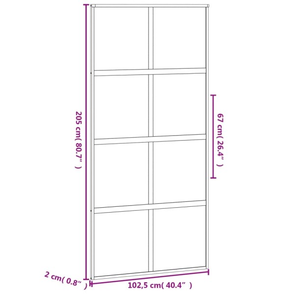 Puerta corredera vidrio templado y aluminio negra 102,5x205 cm