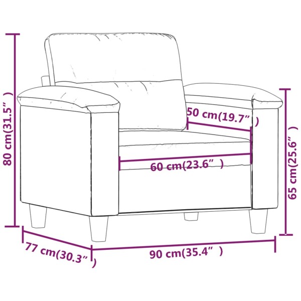 Sillón de tela microfibra gris claro 60 cm