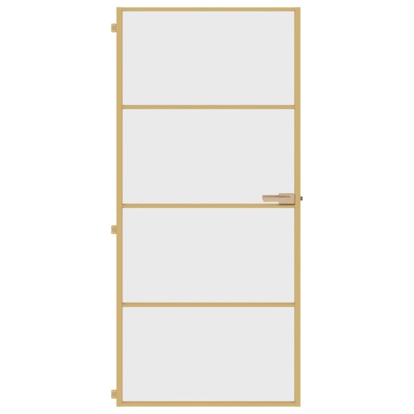 Puerta de interior dorada vidrio templado y aluminio 93x201,5cm