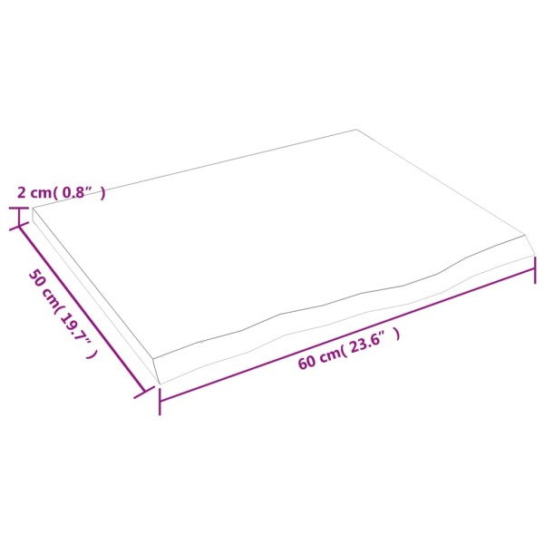 Tablero de mesa madera de roble tratada gris oscuro 60x50x2 cm