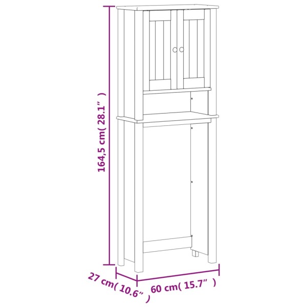 Mueble para inodoro BERG madera maciza blanco 60x27x164,5 cm